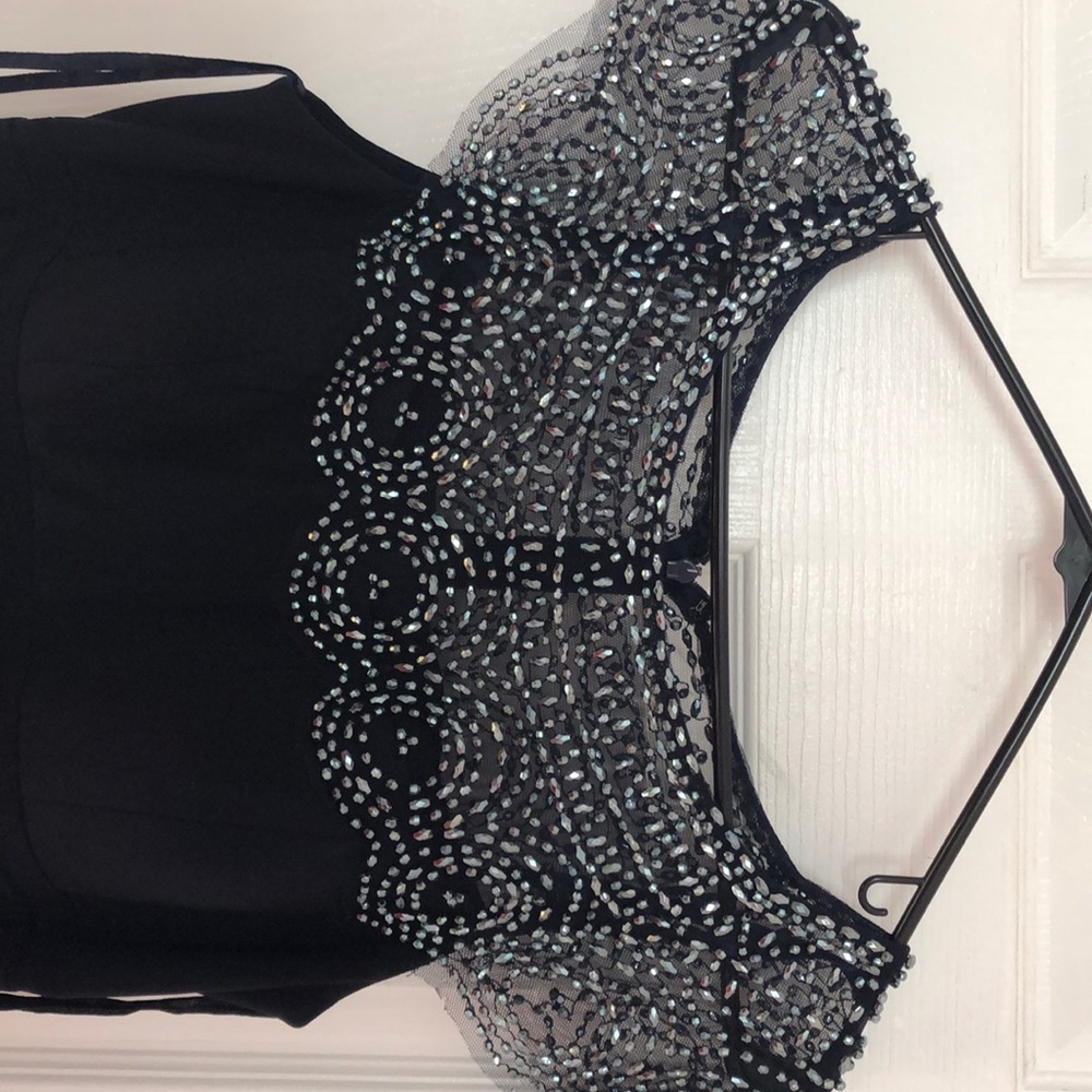SOLD!!!! Navy Blue beaded neckline dress - Picture 3 of 5